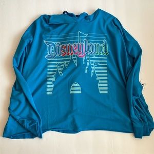 Disney blue cropped Disneyland Hoodie Sleeping Beauty Castle silhouette 3X